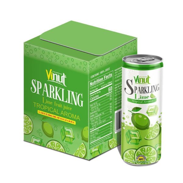 Box 4 cans 8.45 fl oz VINUT Tropical Aroma Lime Sparkling water