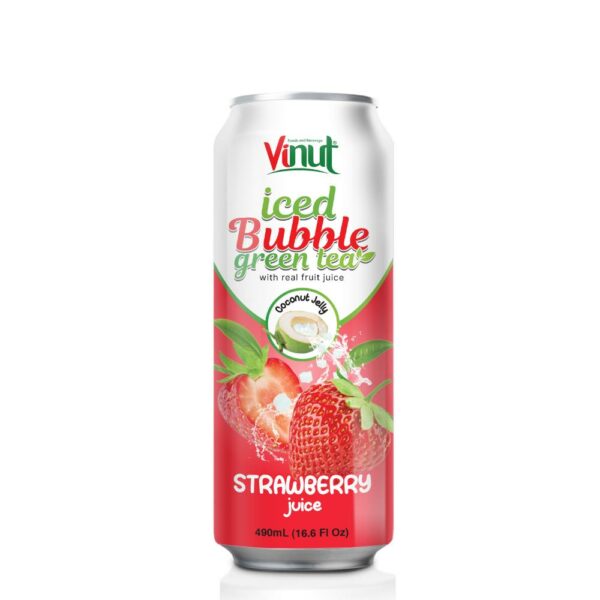 Refreshing 16.9 fl oz Vinut Iced Bubble Green Tea with Real Fruit Juice
