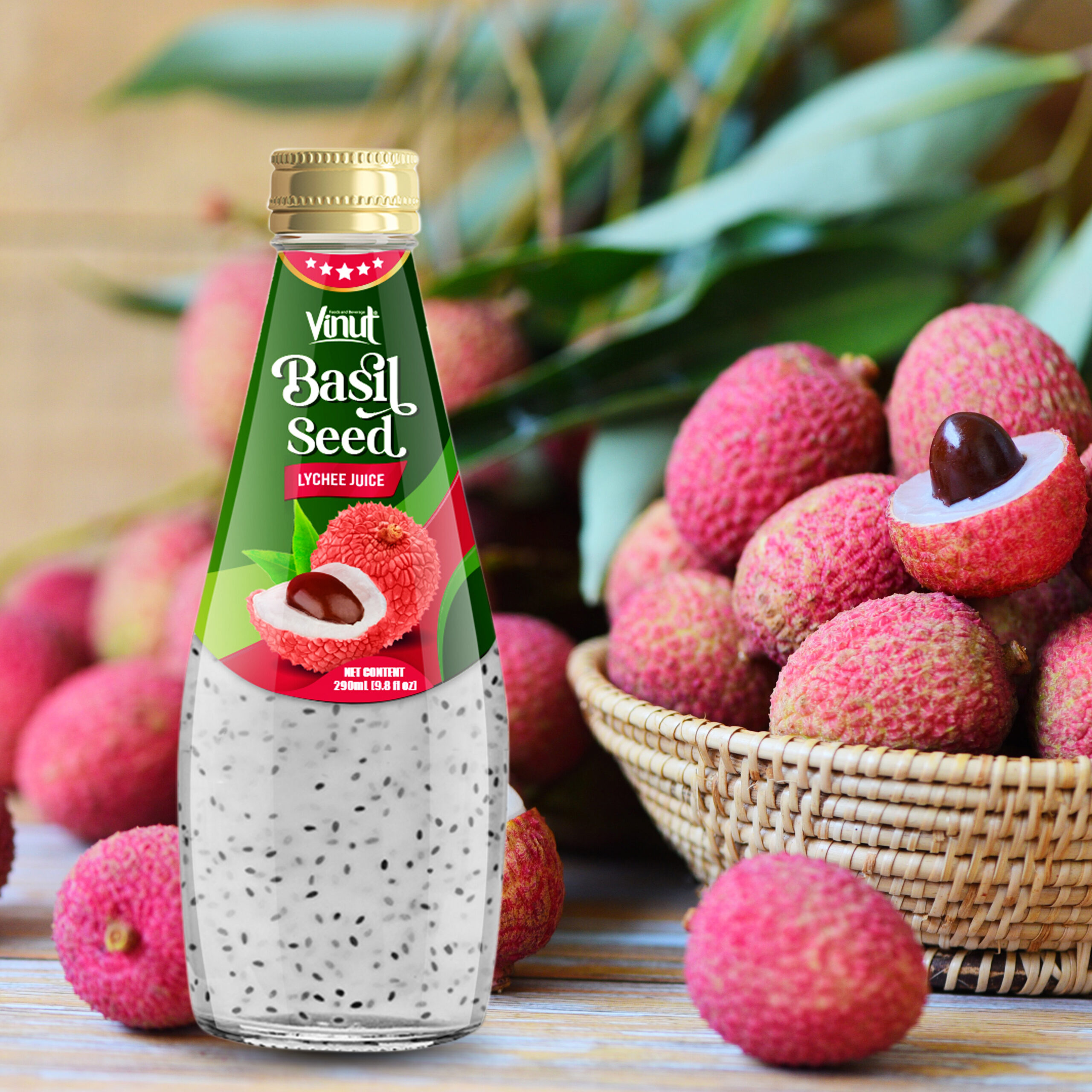 9.8 fl oz Vinut Basil Seed Drink with Lychee Juice
