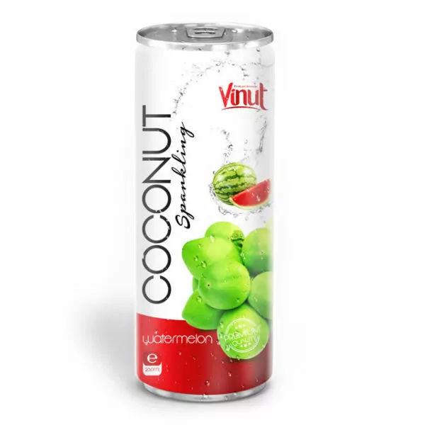 250ml Canned Premium Quality Coconut Sparkling Water with Watermelon juice