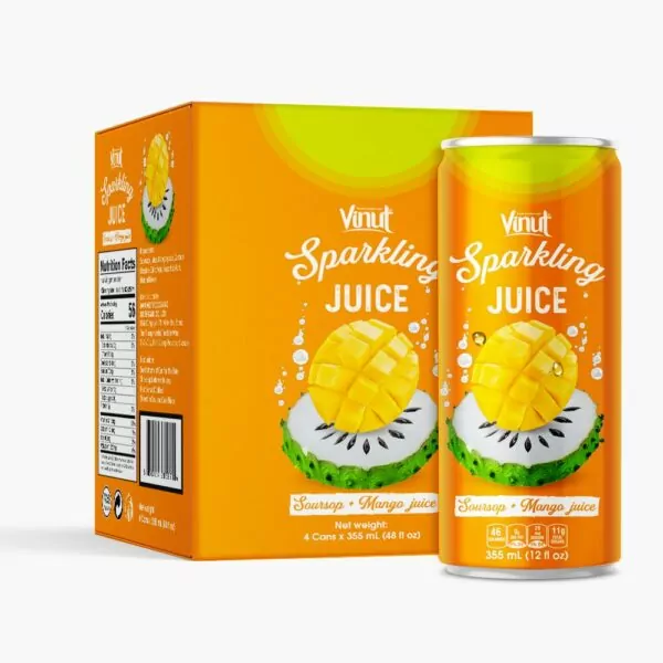 Box 4 Cans VINUT Soursop & Mango Juice Sparkling water