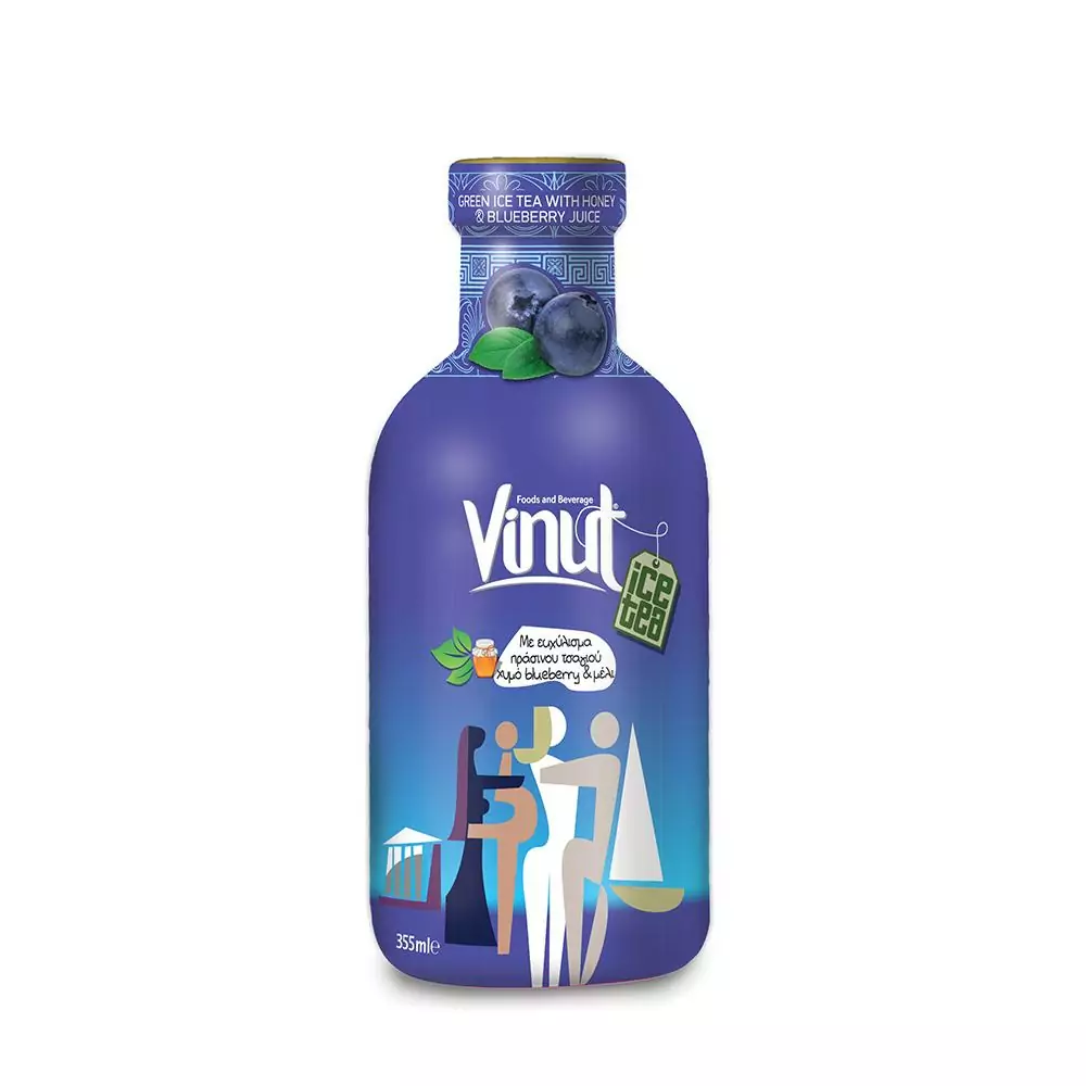 355ml VINUT Bottle Green iced tea with Honey Blueberry Juice