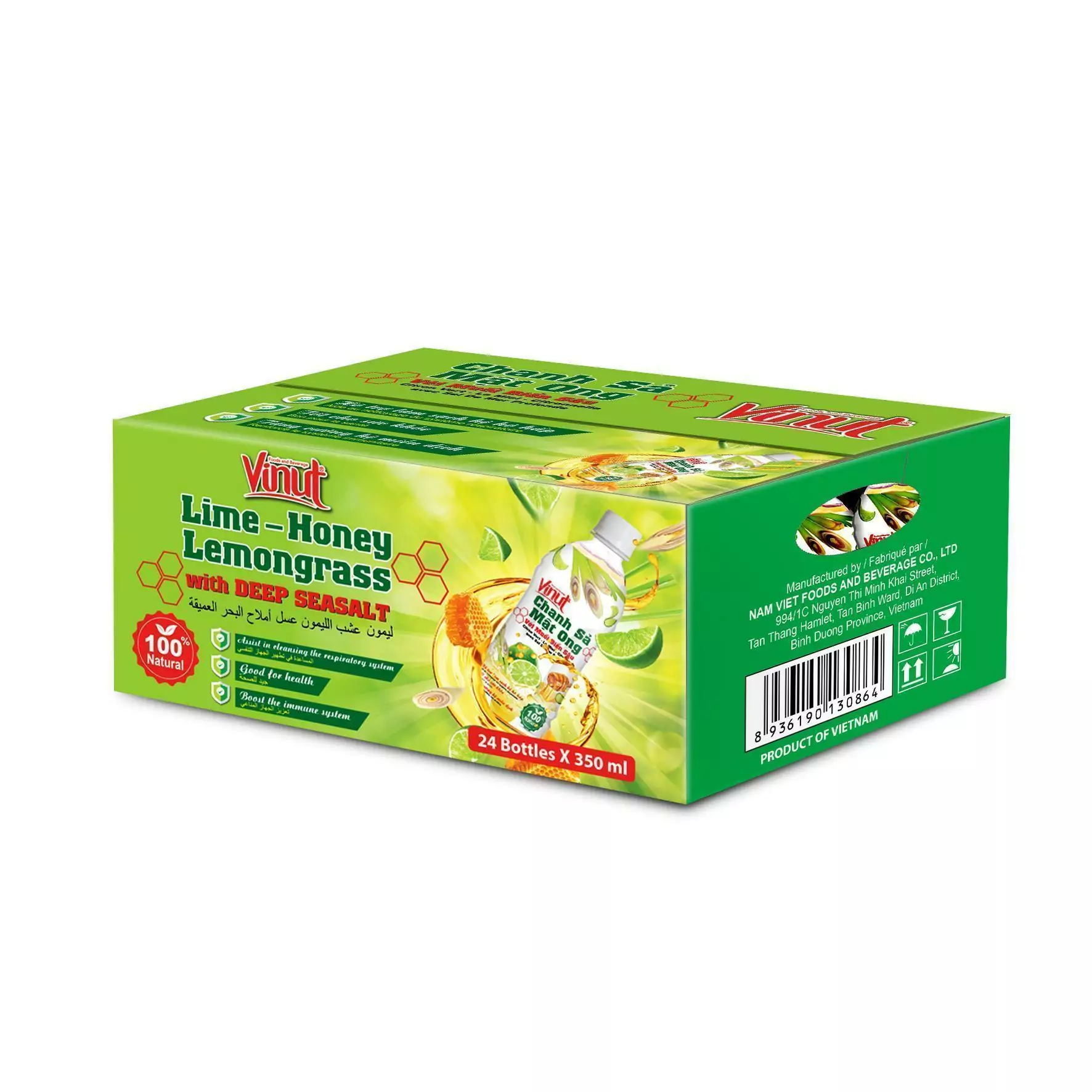 Thung-nuoc-chanh-sa-mat-ong-voi-muoi-bien-sau 350ml VINUT Lime – Honey – Lemongrass with Deep sea salt - Image 3