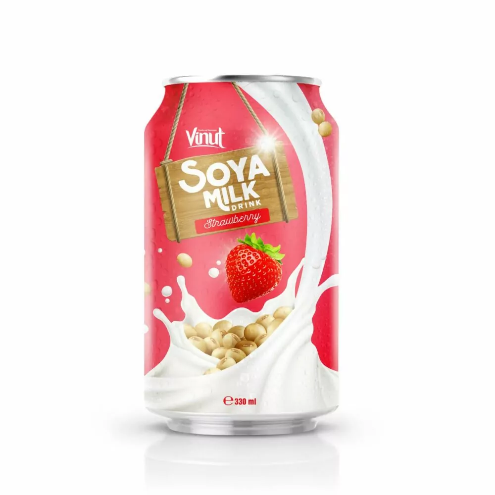 330ml VINUT Soya milk drink with Strawberry juice - Image 1