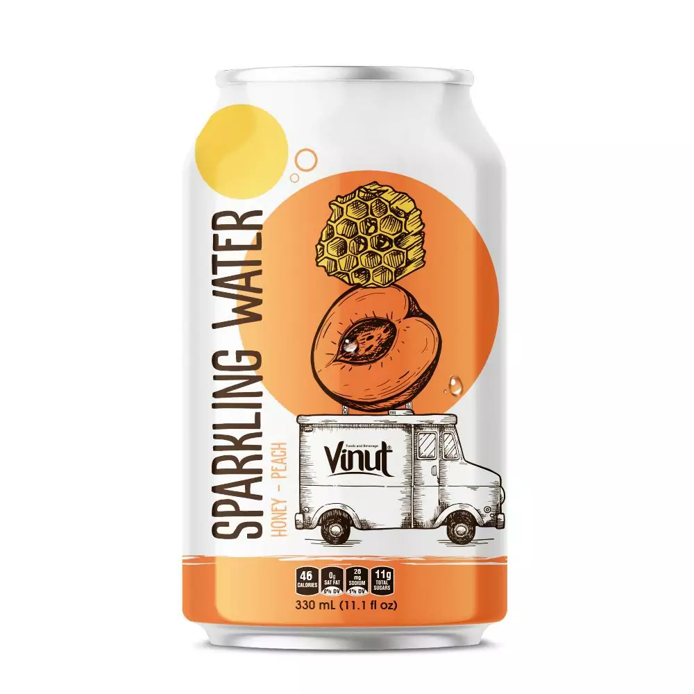 11.1 fl oz VINUT Canned Sparkling water Honey and Peach