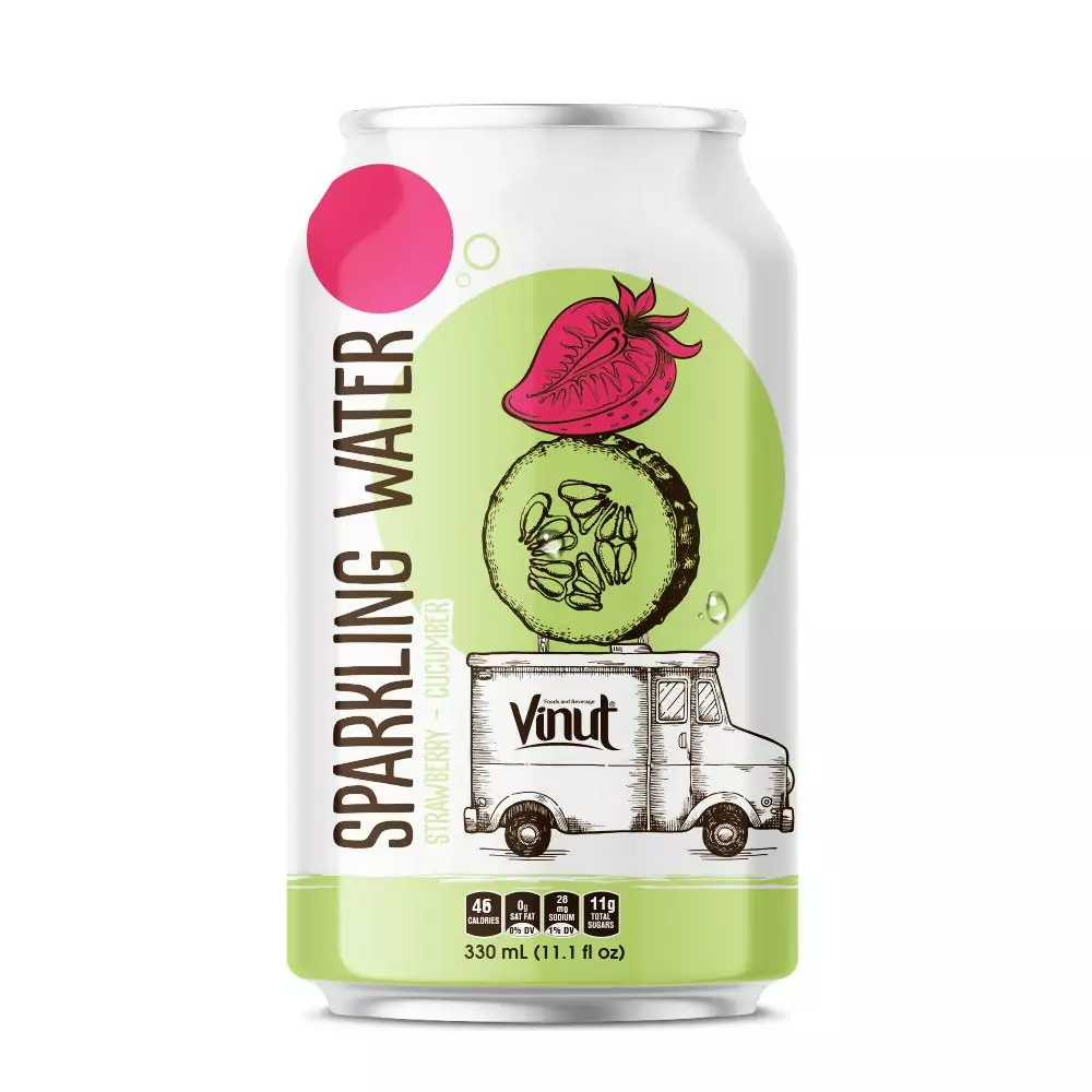 11.1 fl oz VINUT Canned Sparkling water Strawberry and Cucumber