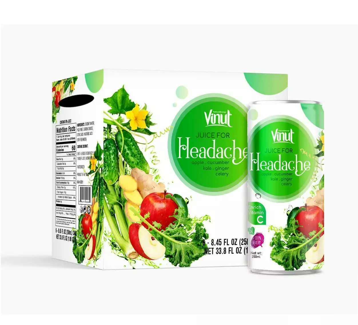 250ml VINUT Vegetable Juice for Headache - Image 2