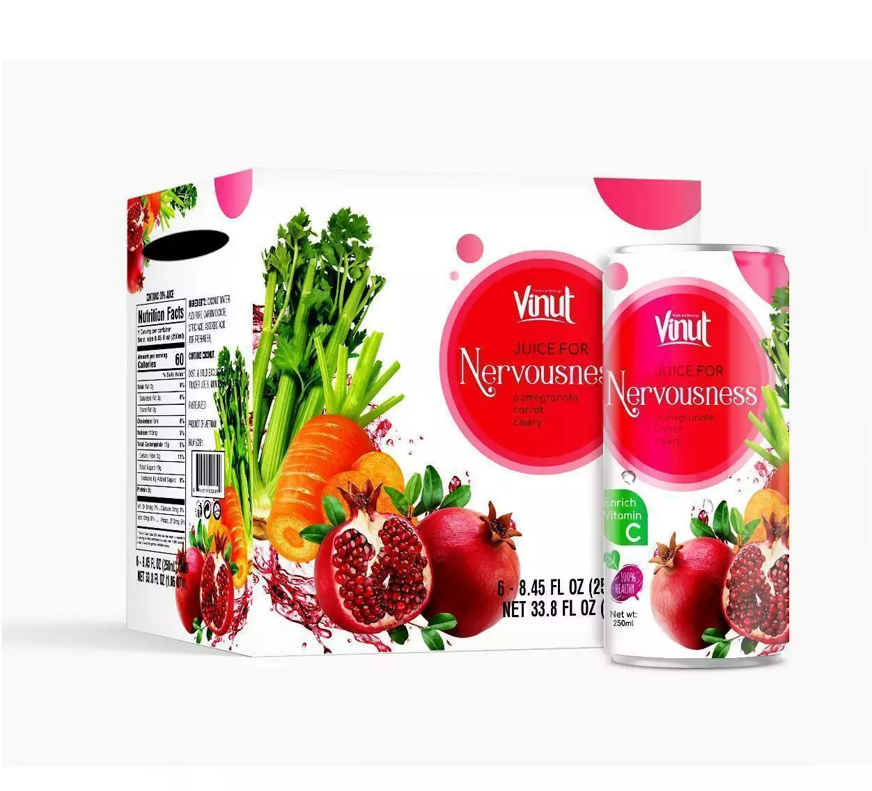 8 250ml VINUT Vegetable Juice for Nervousness - Image 2