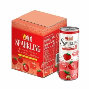 Box 4 cans 8.45 fl oz VINUT Tropical Aroma Strawberry Sparkling water