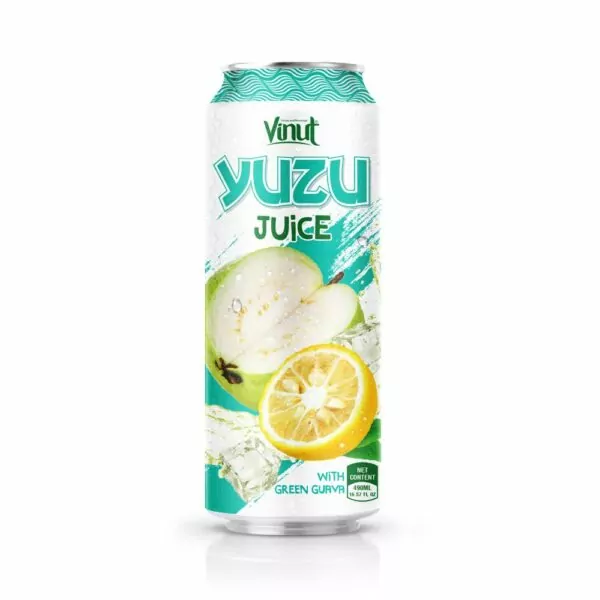 a can of juice with a picture of fruit and a bee