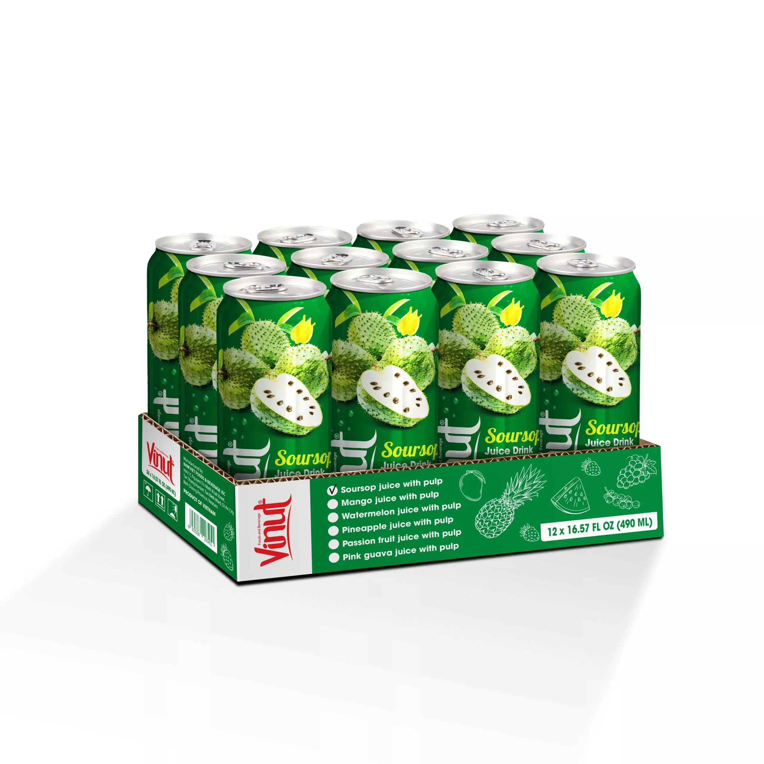 16.57 fl oz VINUT NFC Soursop Juice Drink with pulp (Pack of 12) - Image 2