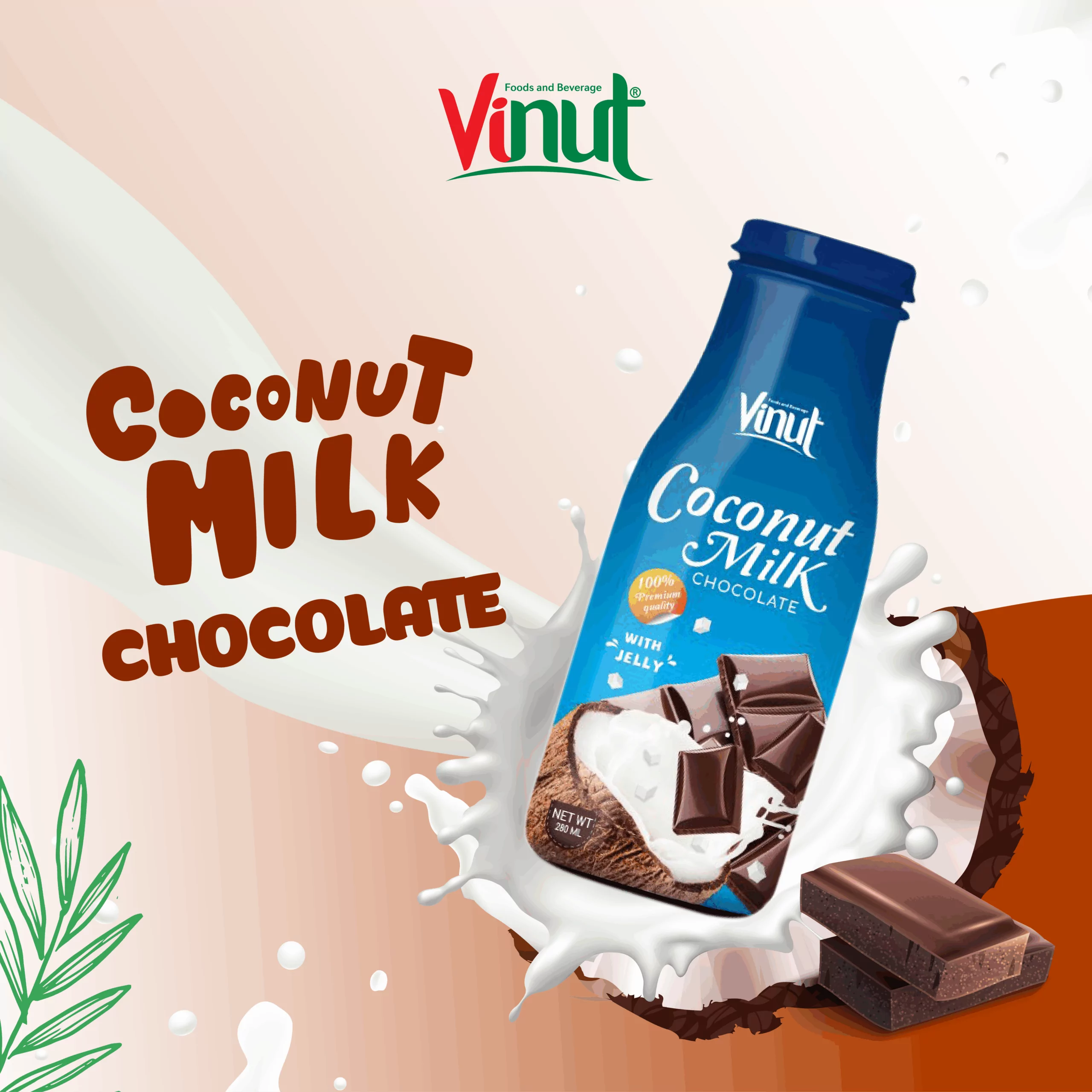 280ml VINUT bottle Original Coconut milk with Chocolate flavour