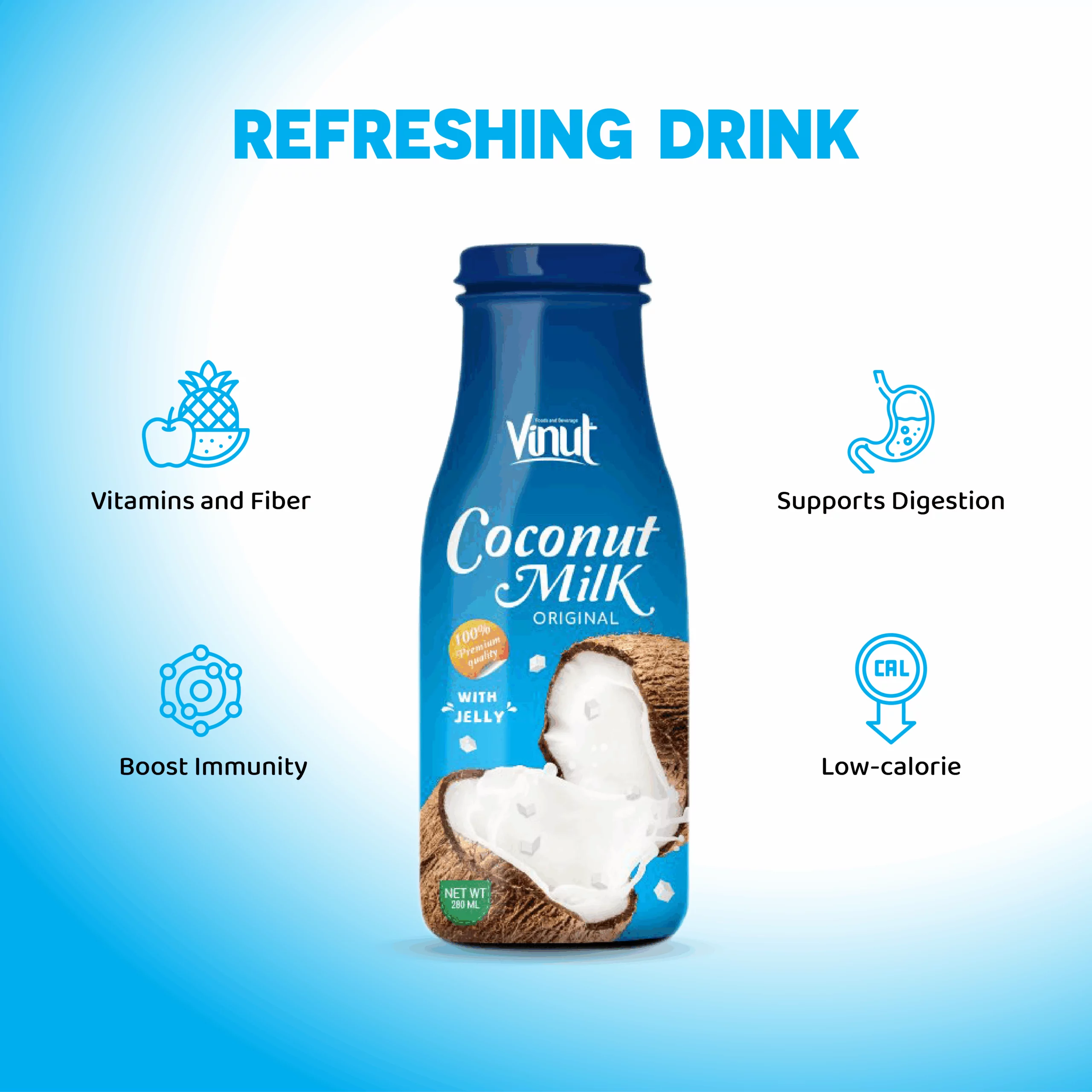 200ml Bottle Organic Coconut Milk (USDA Organic, EU Organic)
