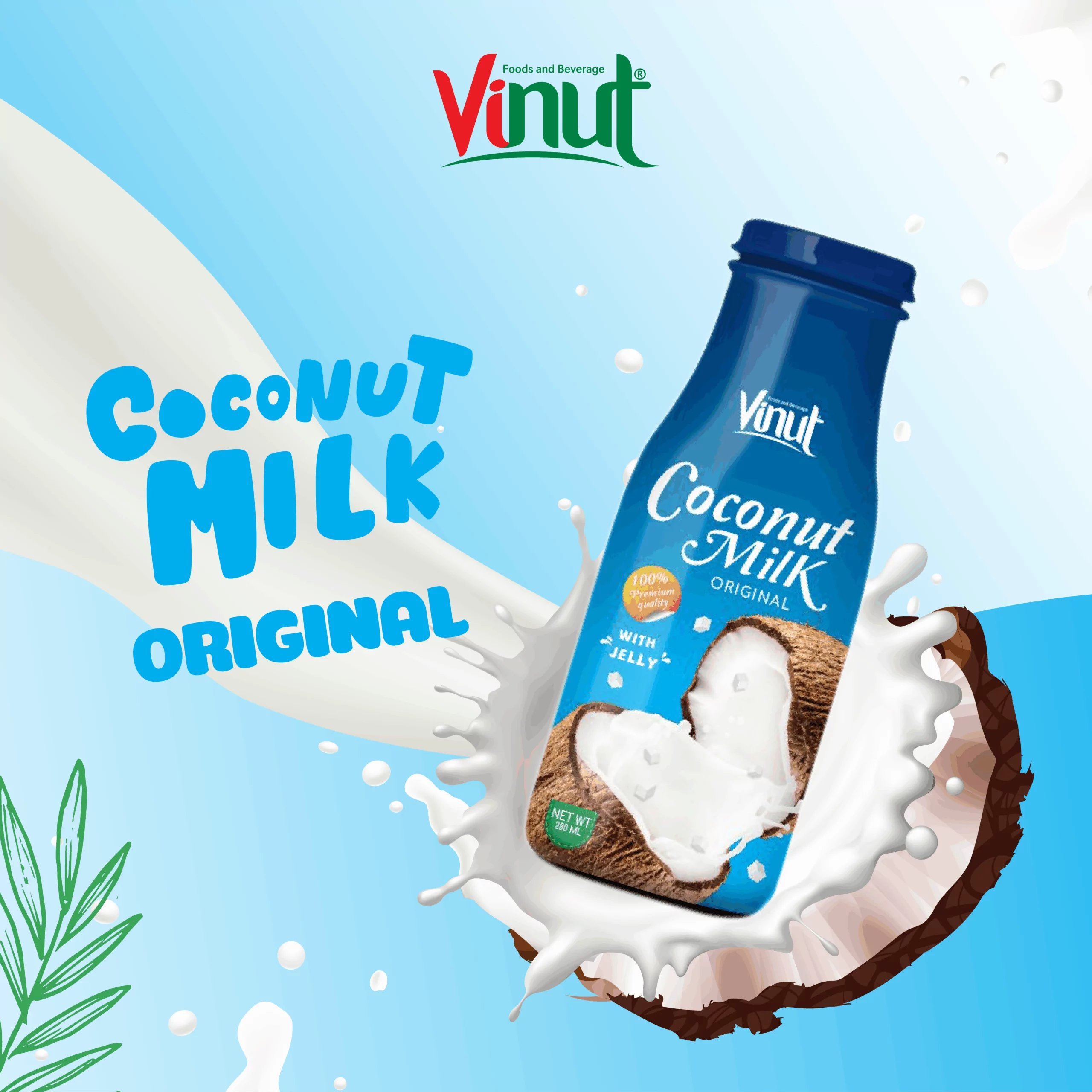 200ml Bottle Organic Coconut Milk (USDA Organic, EU Organic)