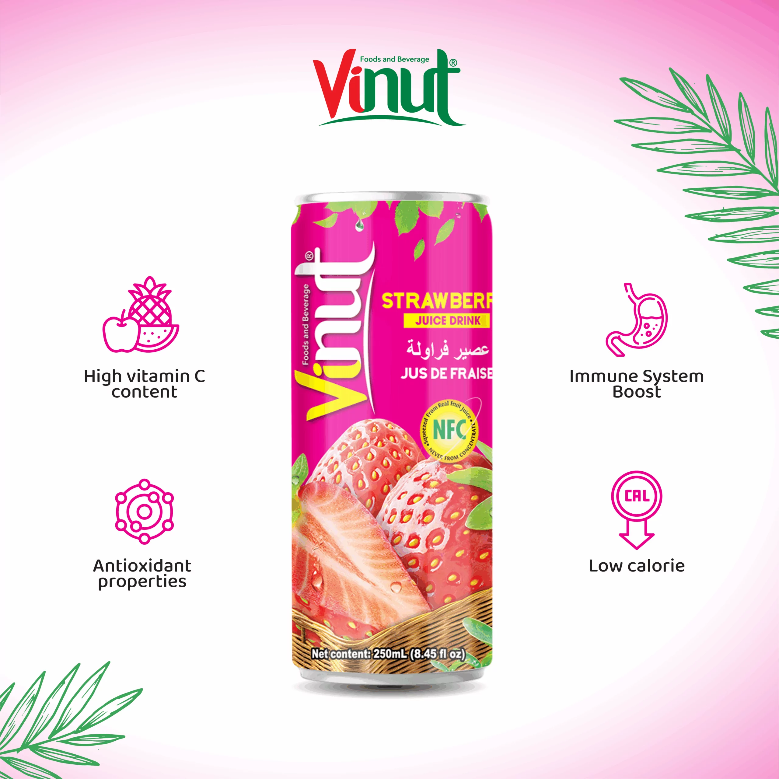 250ml VINUT Strawberry Juice Drink - Image 5