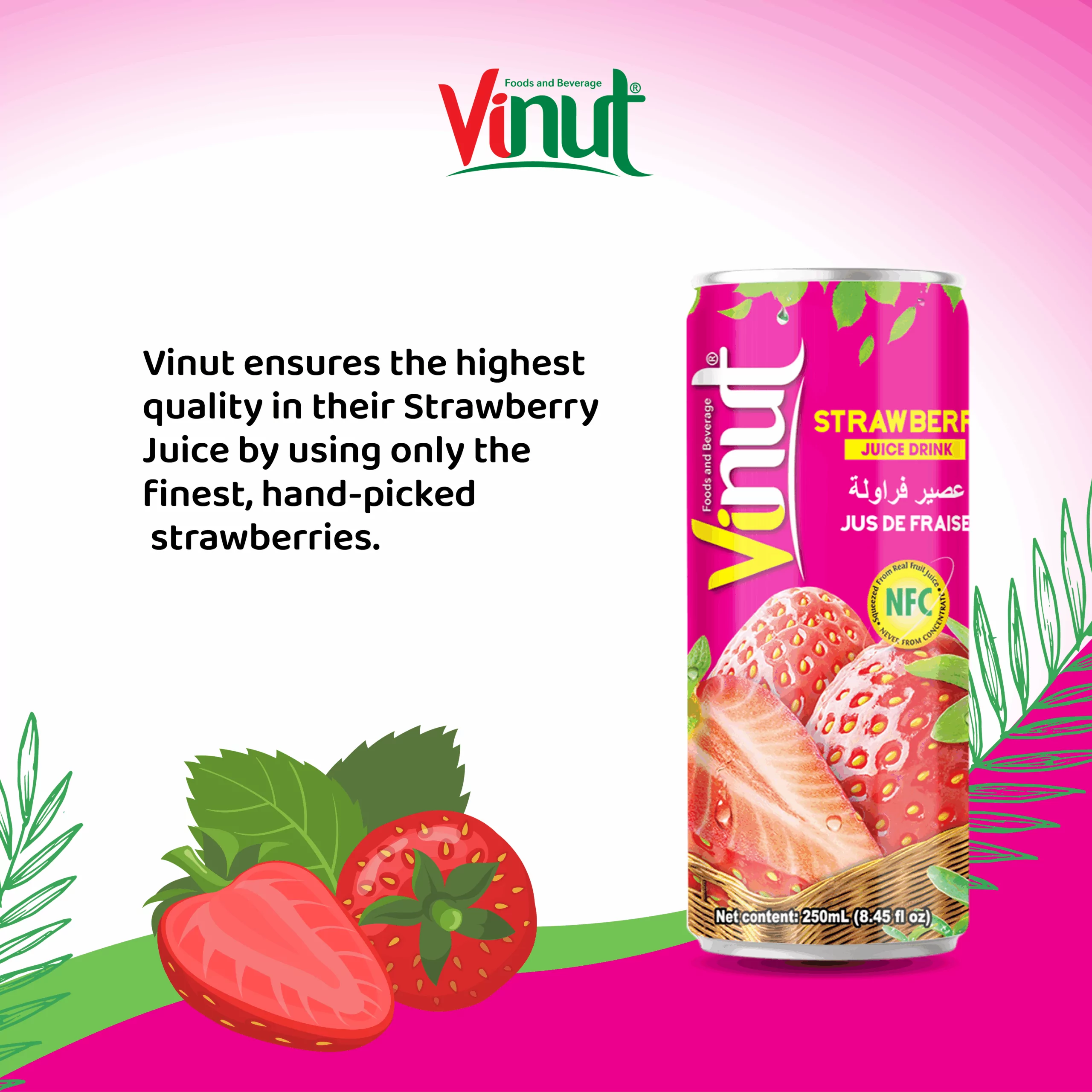 250ml VINUT Strawberry Juice Drink - Image 6