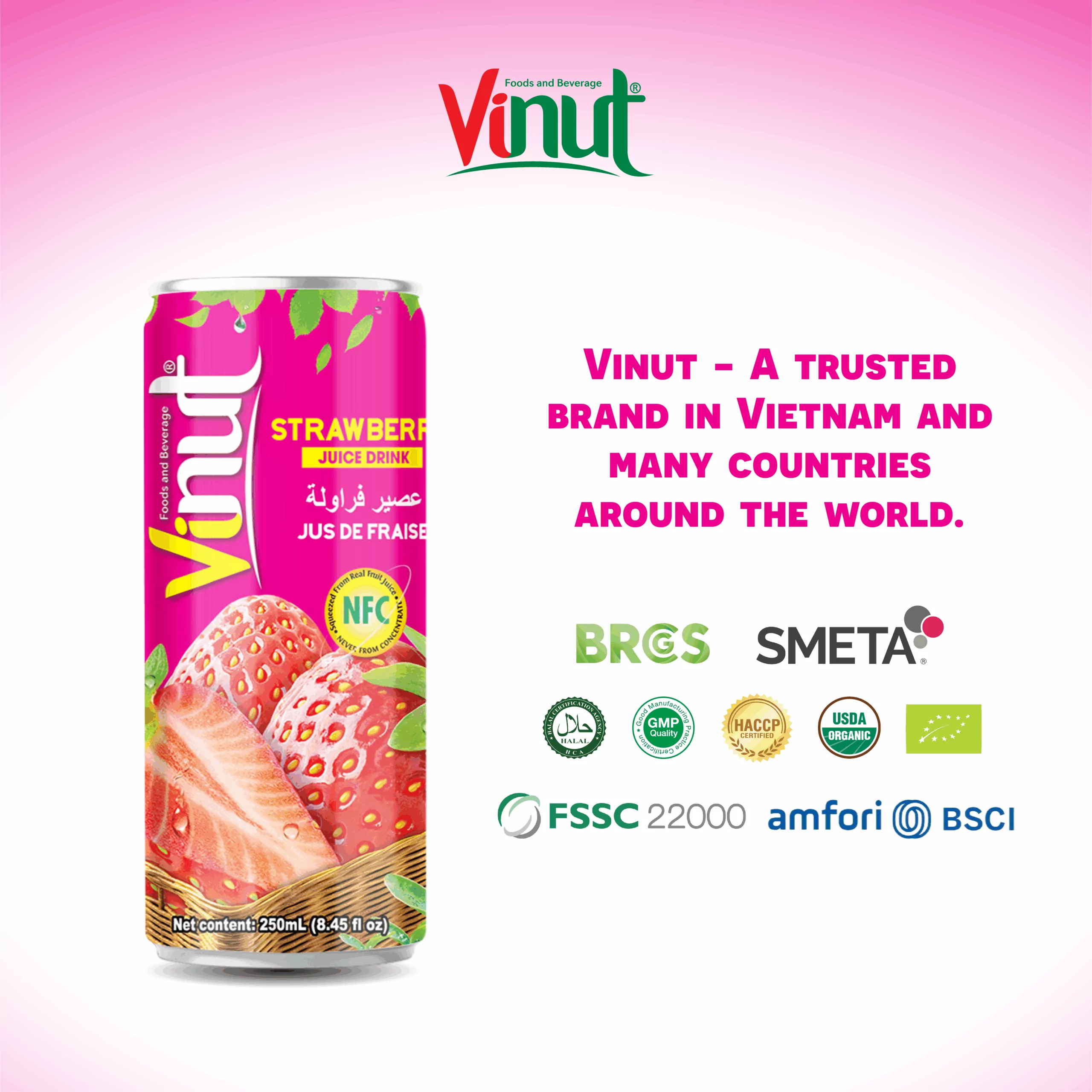250ml VINUT Strawberry Juice Drink - Image 7