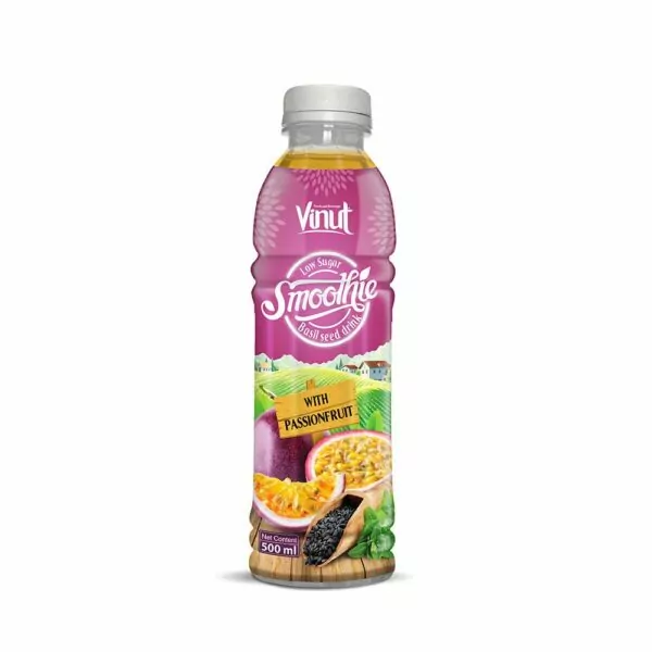500ml VINUT Basil seed drink with Passion Fruit Smoothie Juice (Low Sugar)
