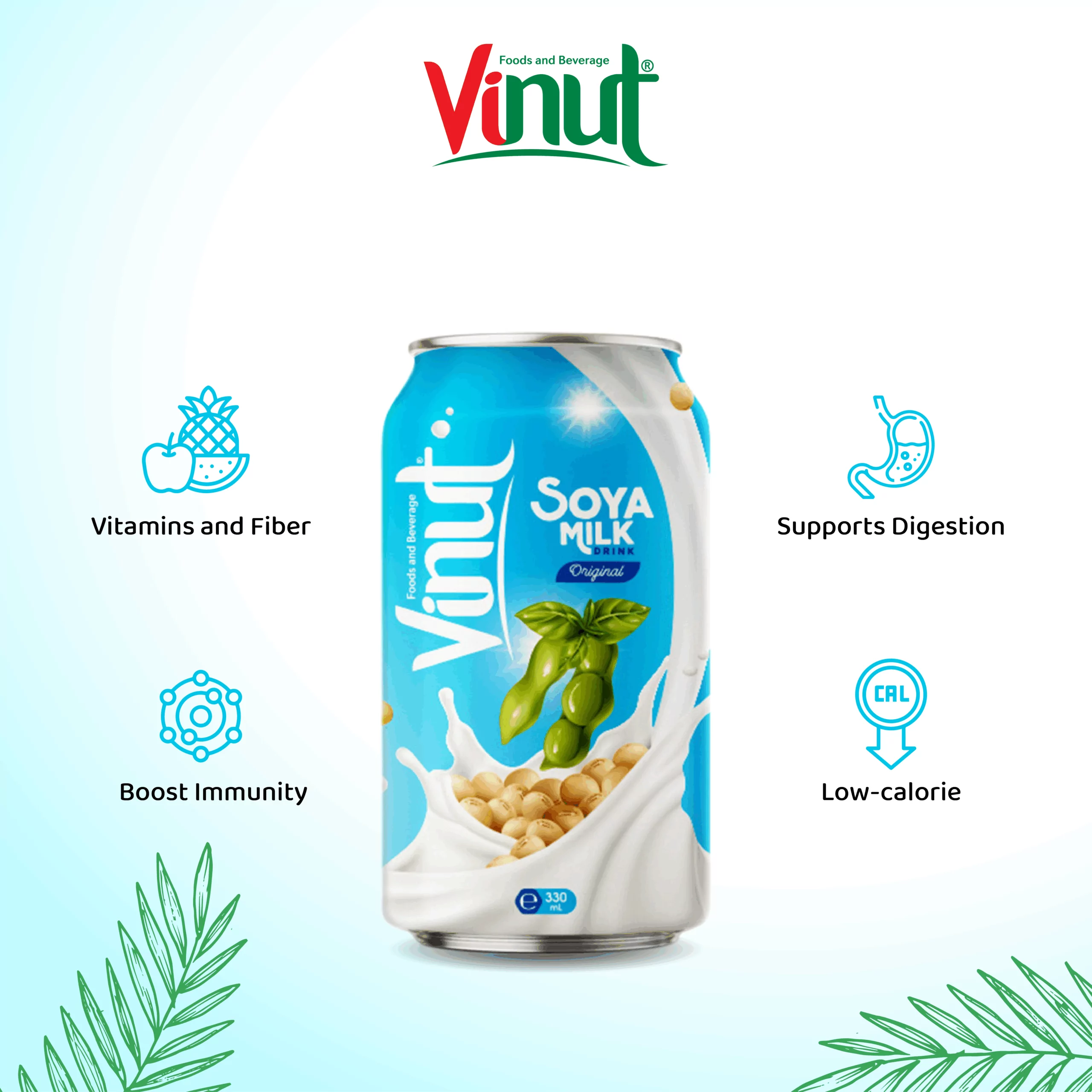 330ml VINUT Canned Soya milk drink - Image 4