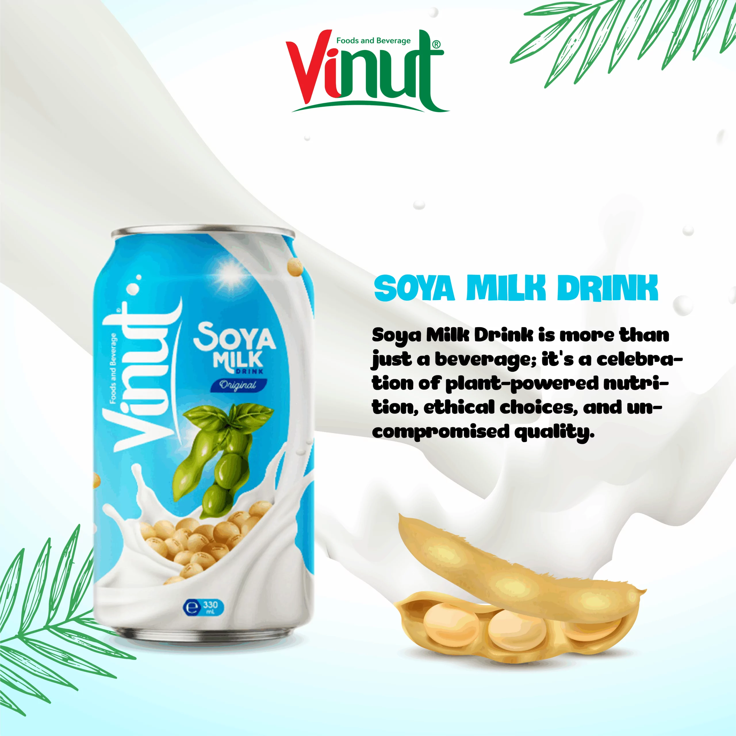 330ml VINUT Canned Soya milk drink - Image 5