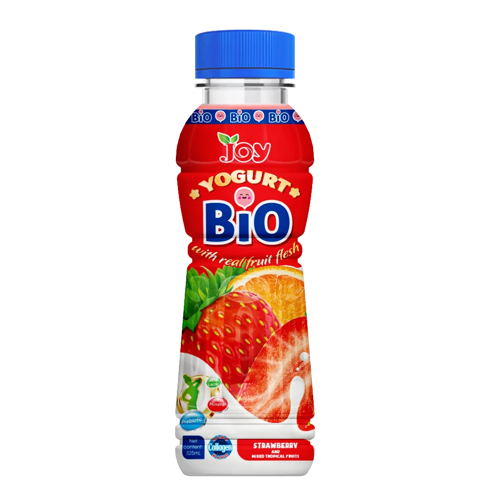 250ml Bottle Yogurt with Strawberry Mixed Tropical fruit