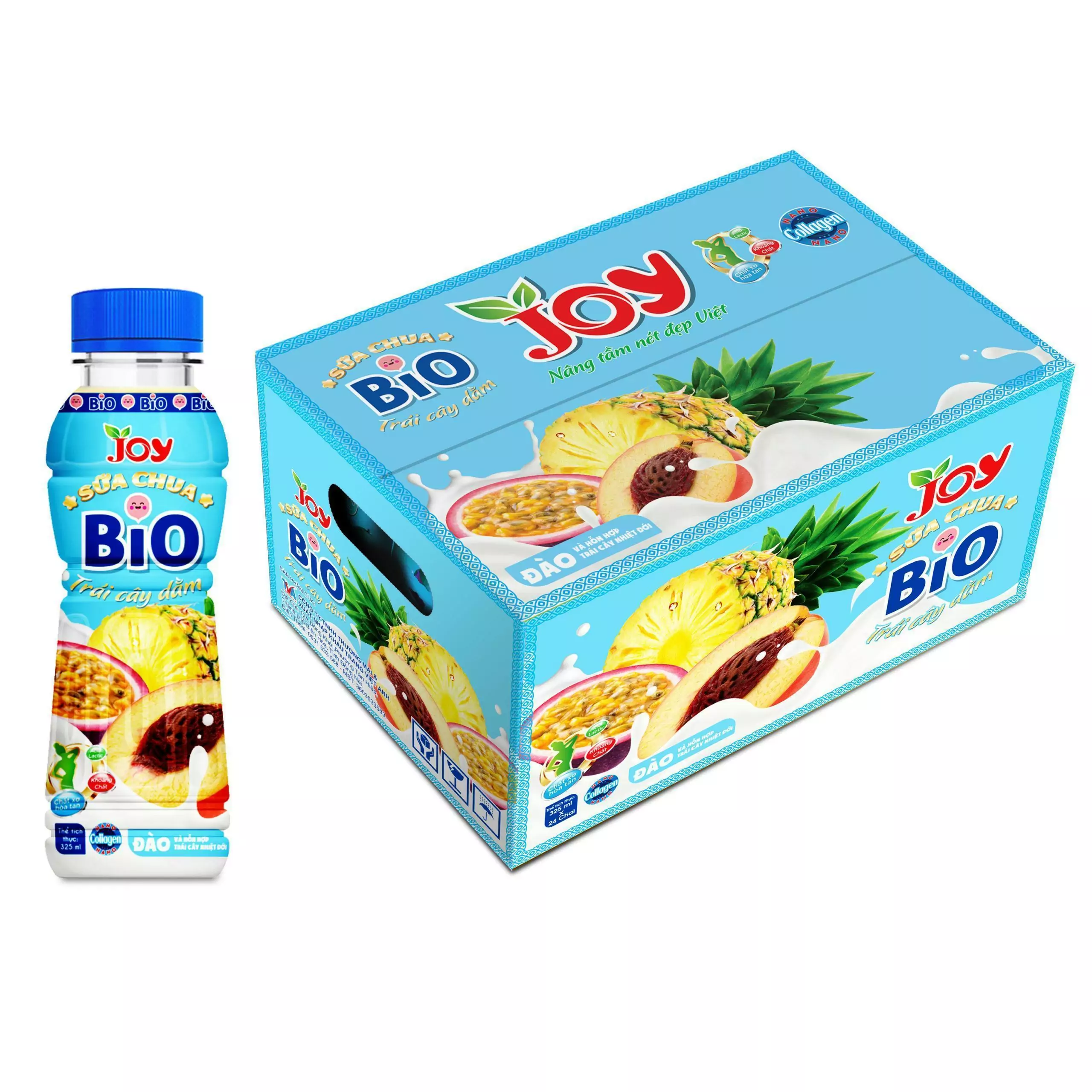 250ml Bottle BIO Yogurt with Peach & Mixed Tropical fruit