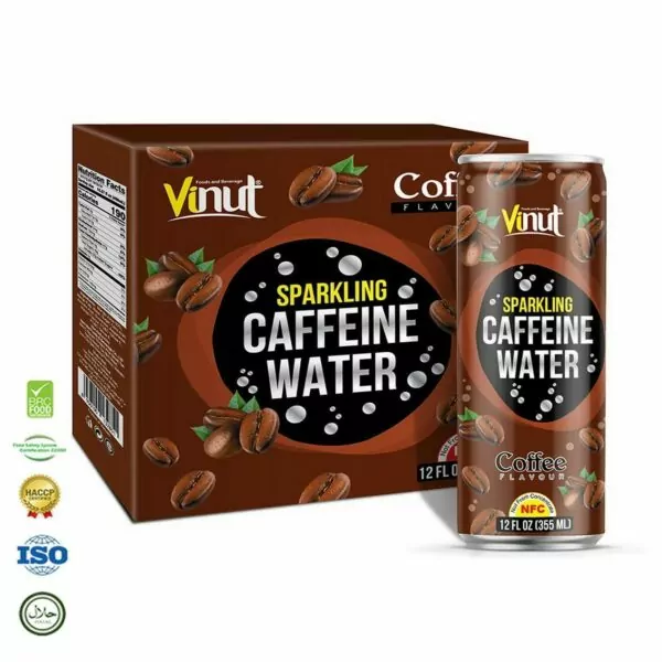 12 fl oz VINUT Sparkling Water Caffeine & Coffee flavor (Pack of 4 Cans)