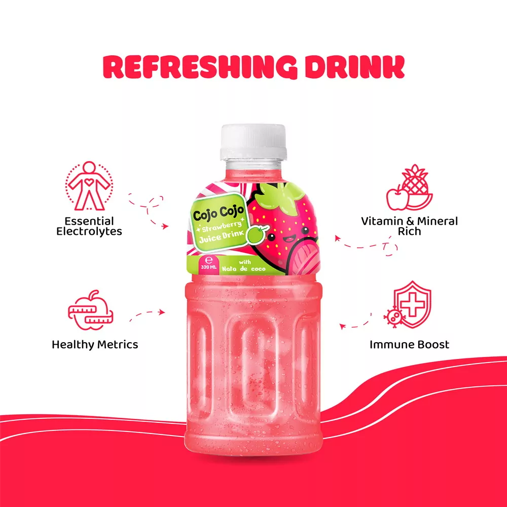320ml Cojo Cojo Strawberry Juice Drink with Nata De Coco