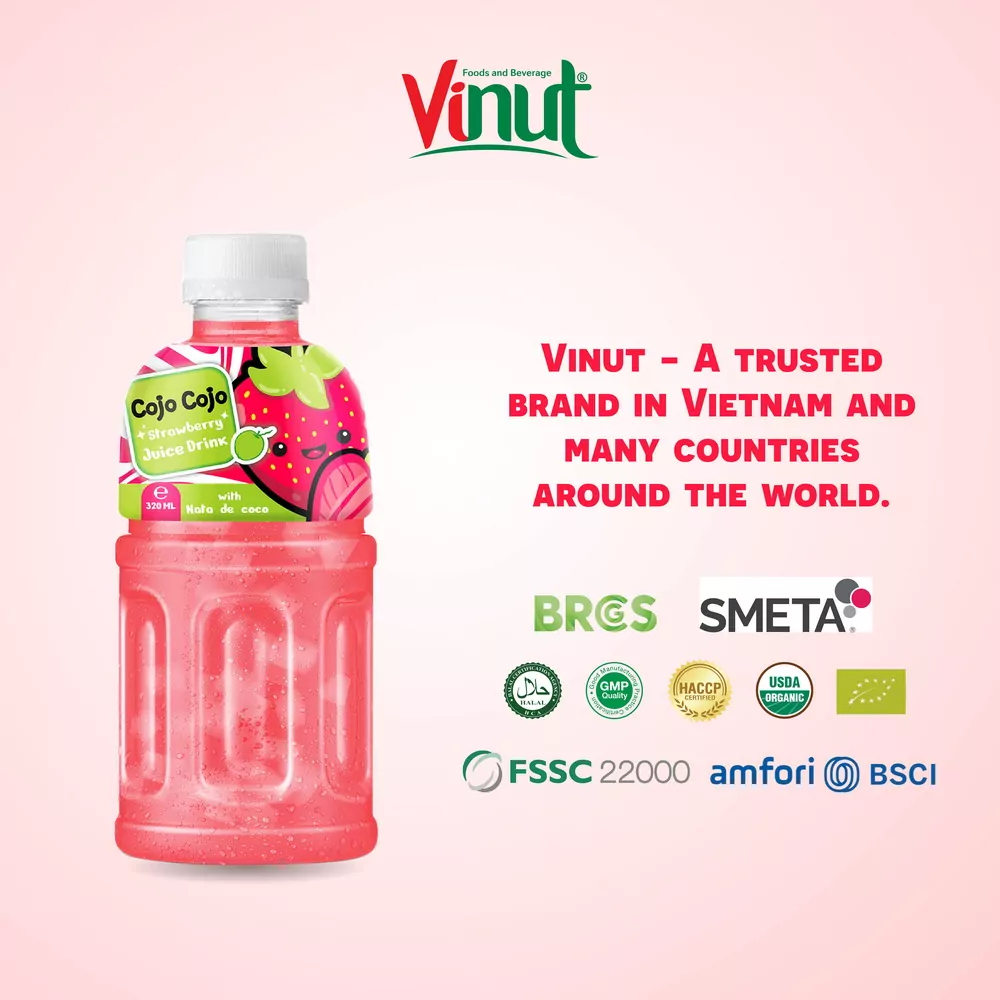 320ml Cojo Cojo Strawberry Juice Drink with Nata De Coco