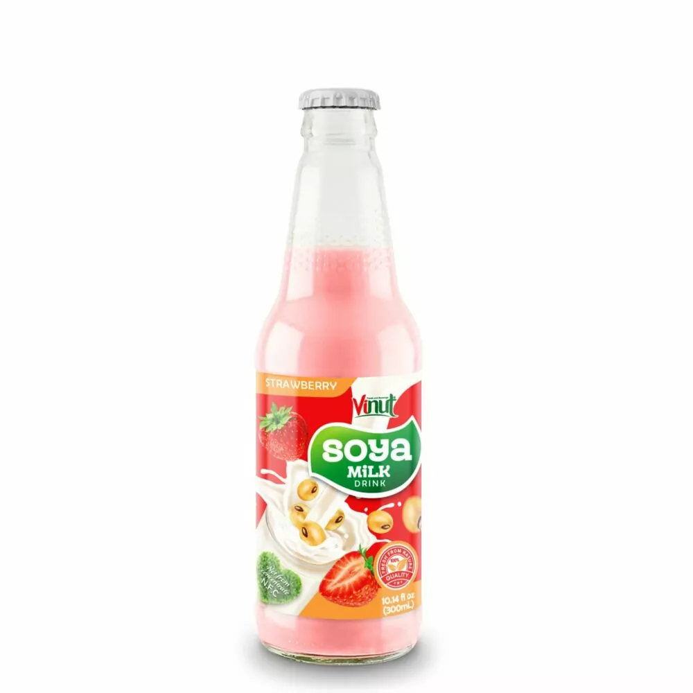 10.14 fl oz VINUT Original Soya Milk Drink with Strawberry - Image 1