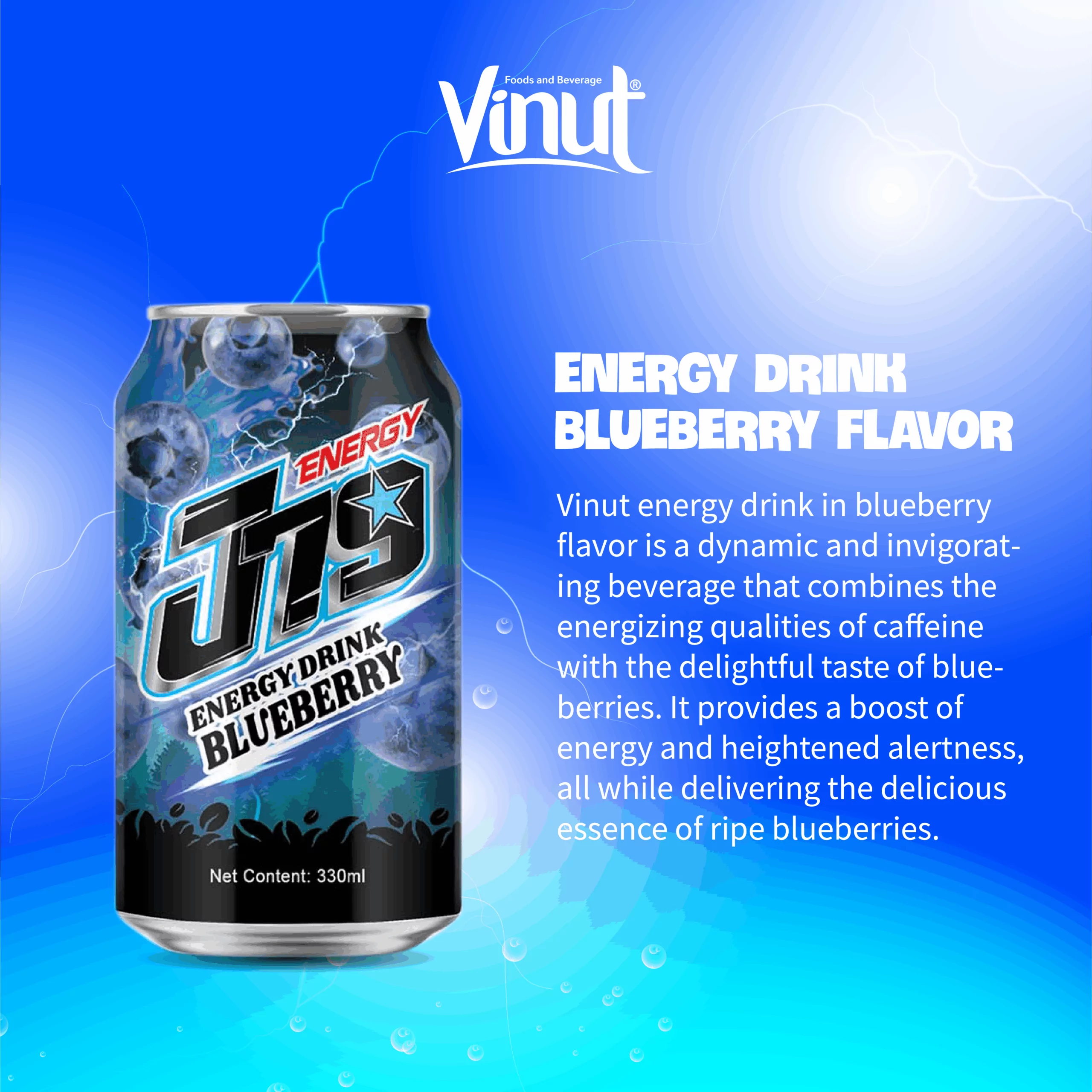 330ml J79 Blueberry Red Energy drink - Image 4