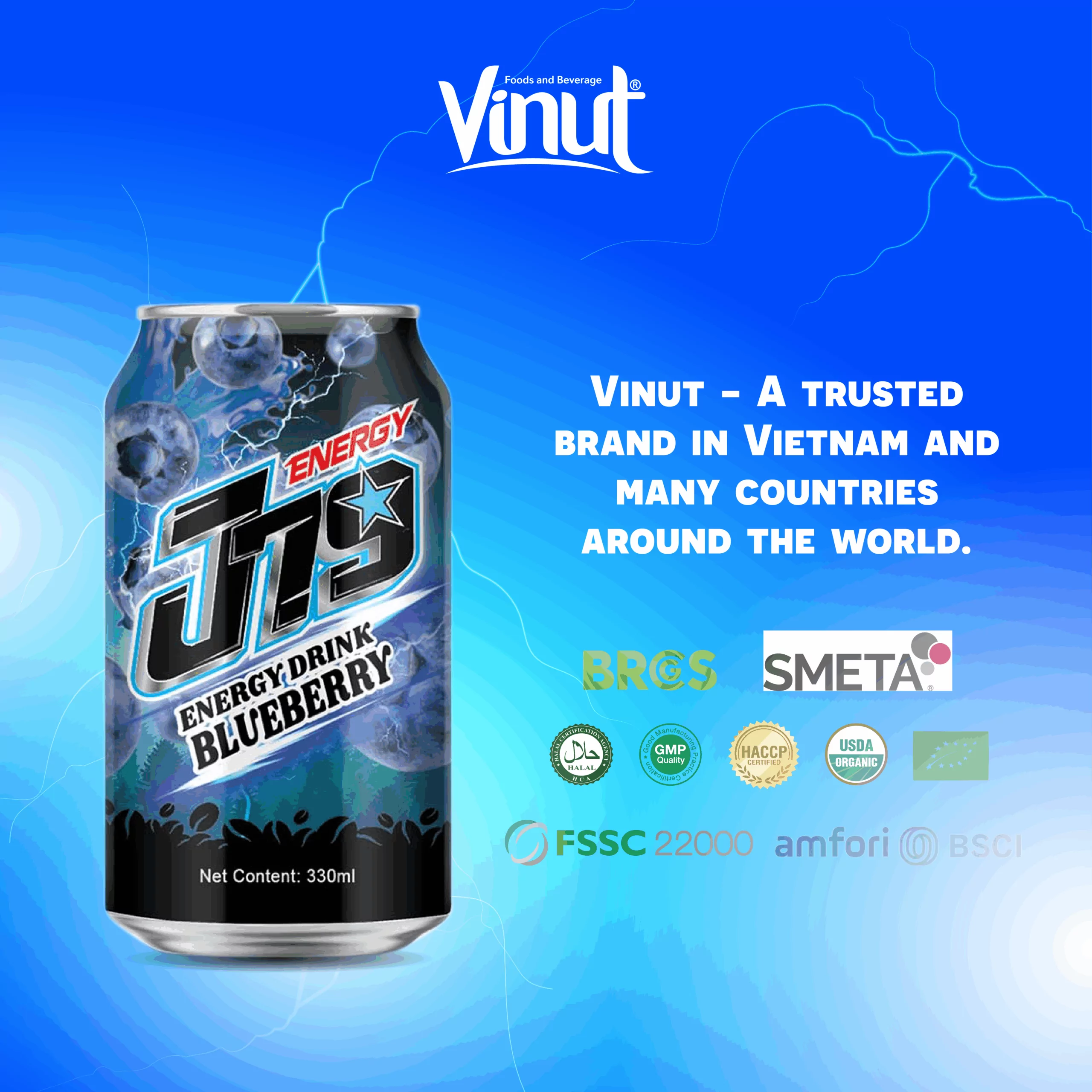 330ml J79 Blueberry Red Energy drink - Image 5