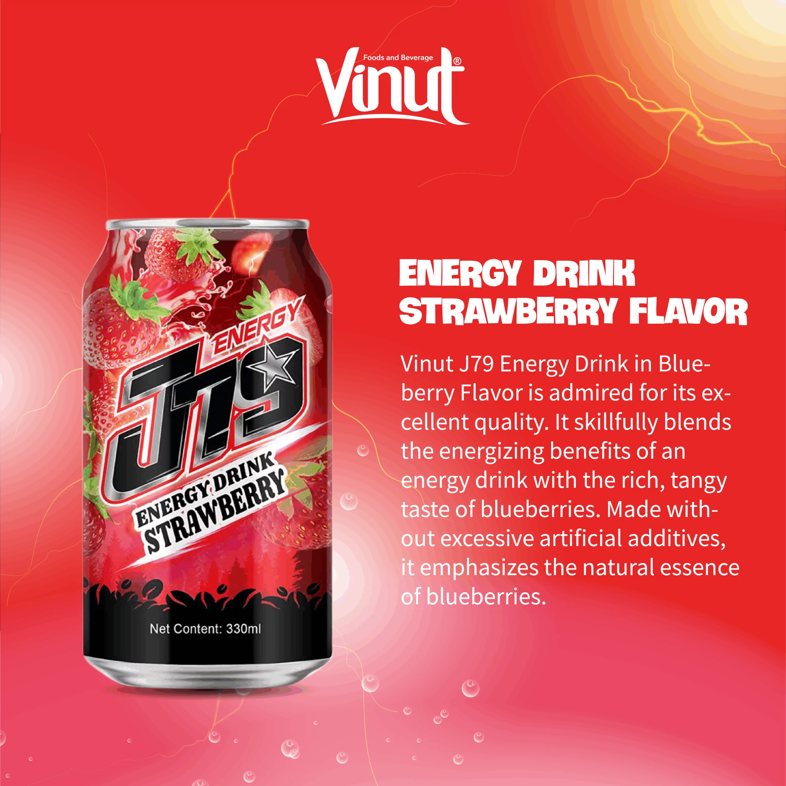 330ml J79 Strawberry Red Energy drink - Image 4