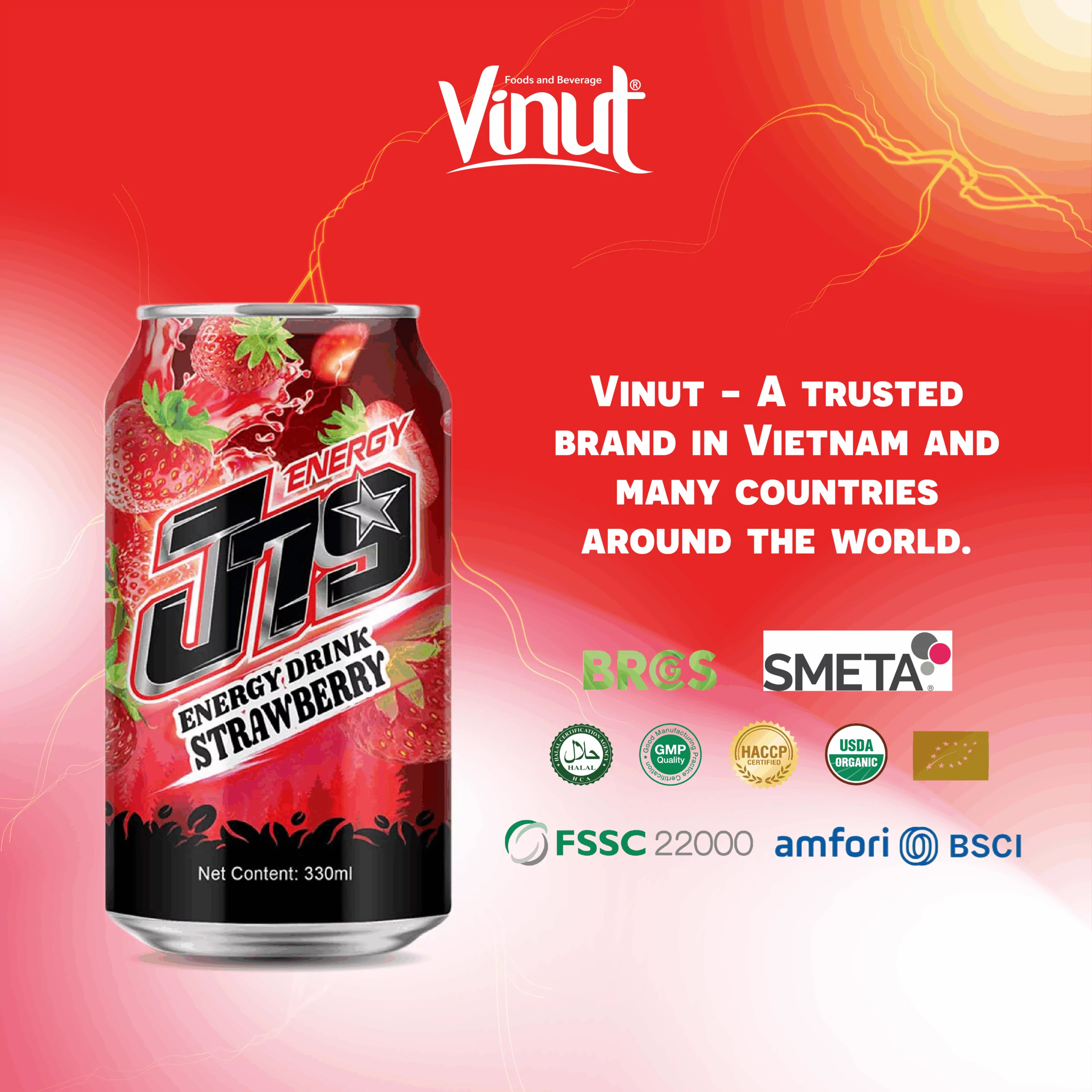330ml J79 Strawberry Red Energy drink - Image 5