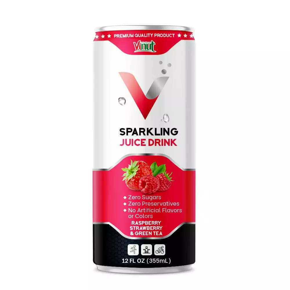 12 fl oz VINUT Sparkling Juice drink Raspberry Strawberry Green tea
