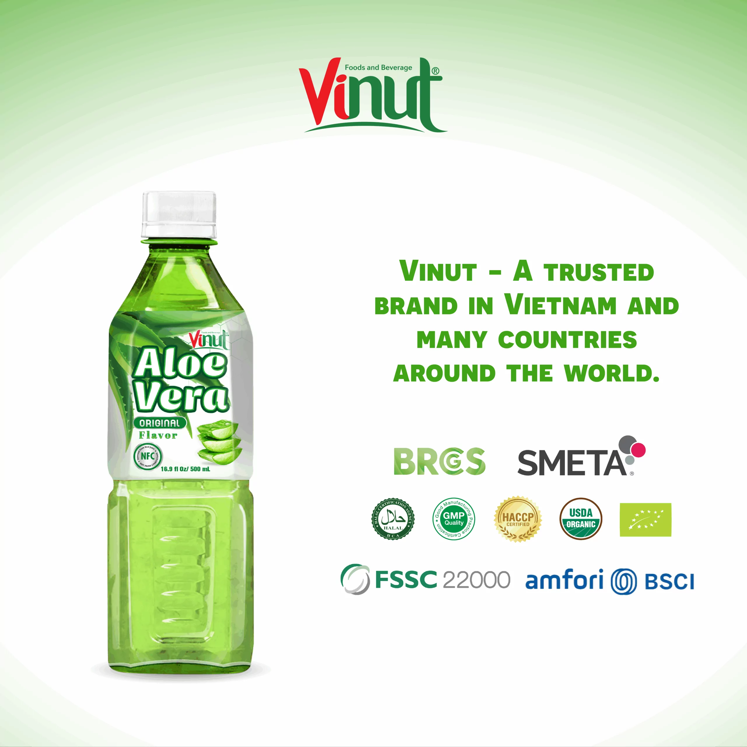 Vinut Aloe Vera Drink, Original Flavor, NFC, PET Bottle, 16.9 fl oz (500 mL) - Image 5