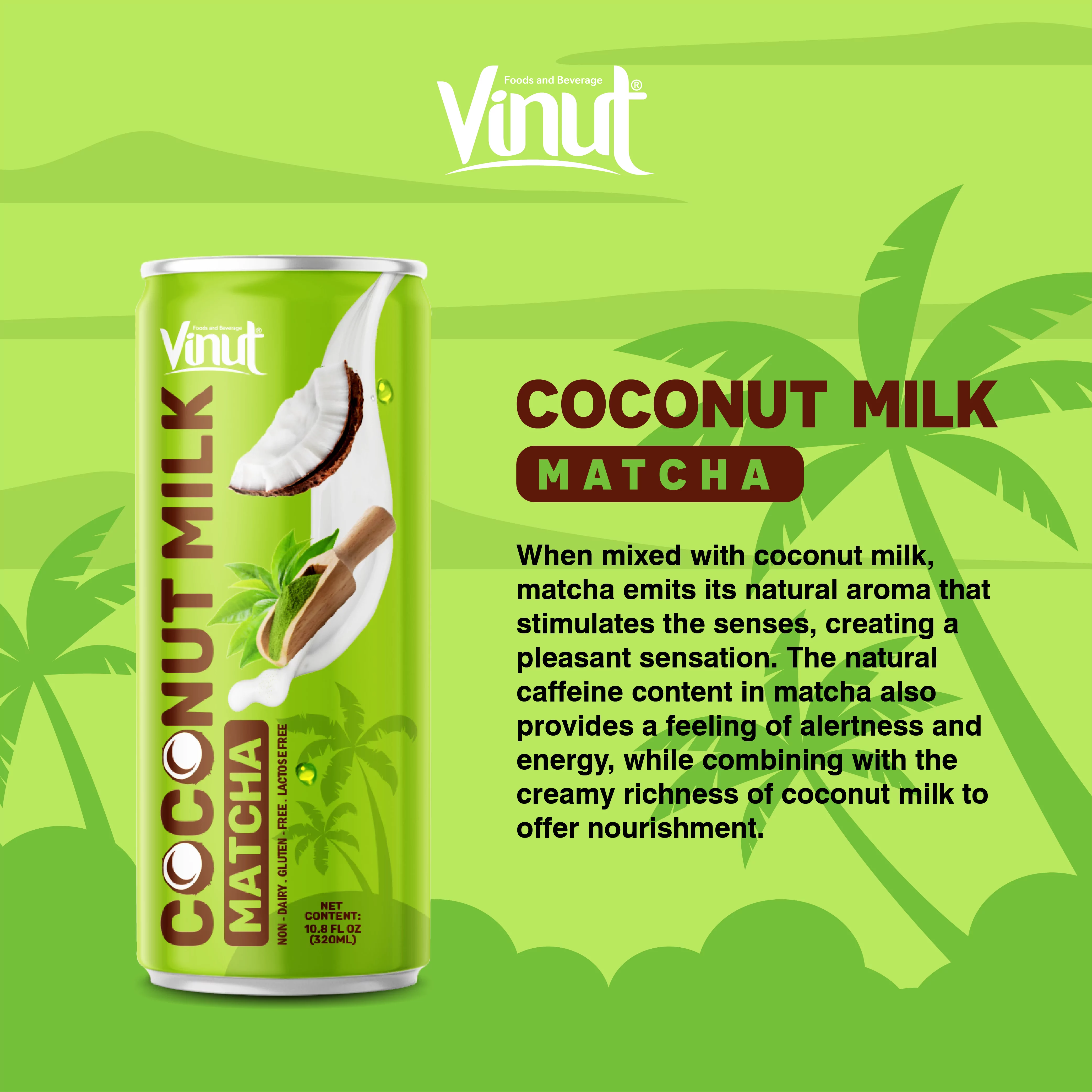 10.82 fl oz VINUT Coconut Milk with Matcha