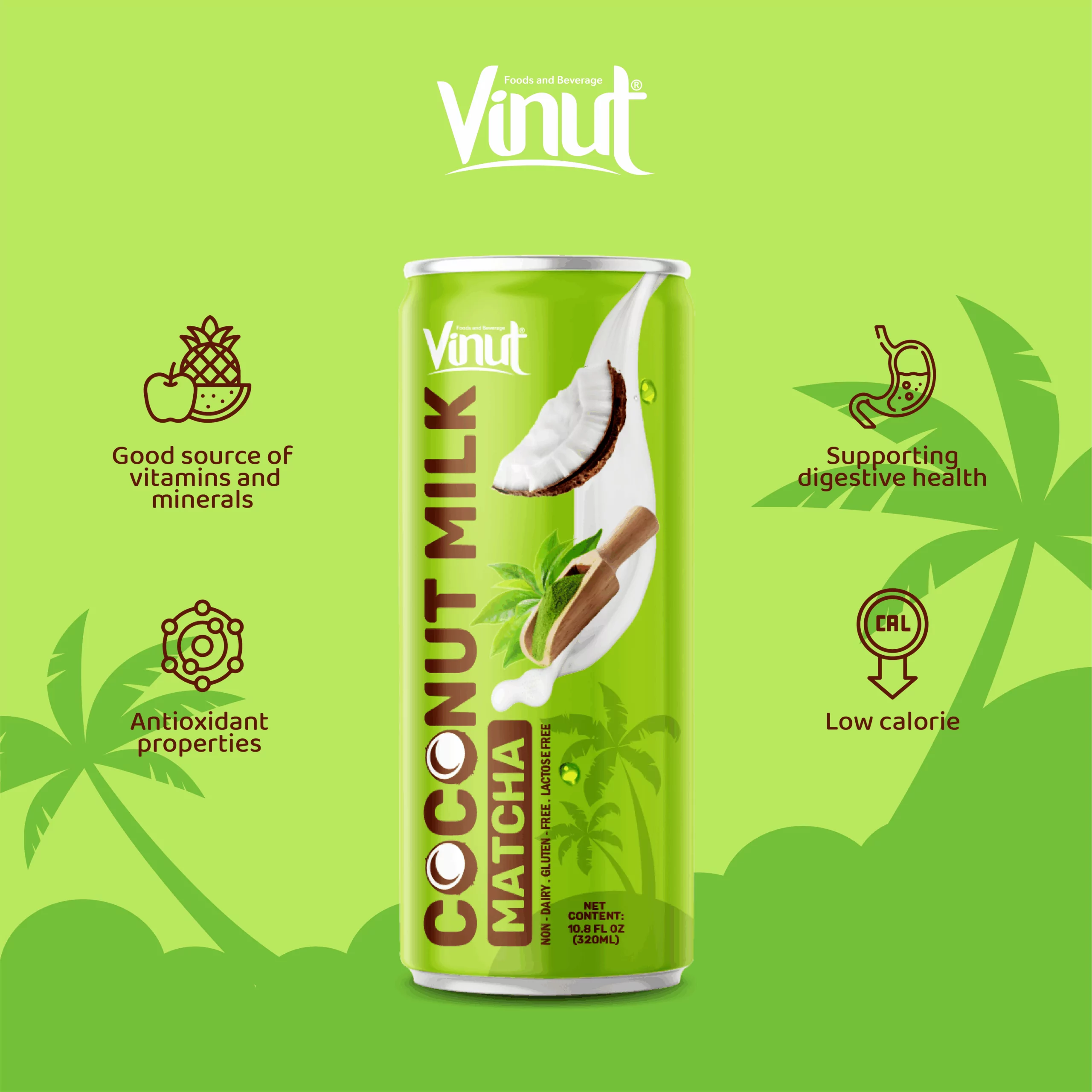 10.82 fl oz VINUT Coconut Milk with Matcha