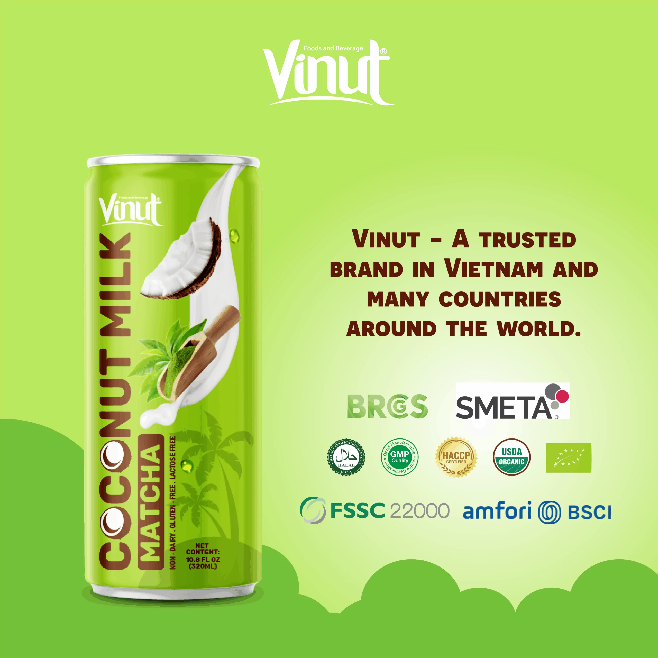 10.82 fl oz VINUT Coconut Milk with Matcha