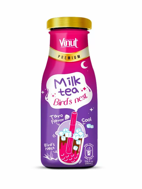 Taro Milk Tea with Bird's Nest Premium Glass Bottles 9.46 fl oz img-2
