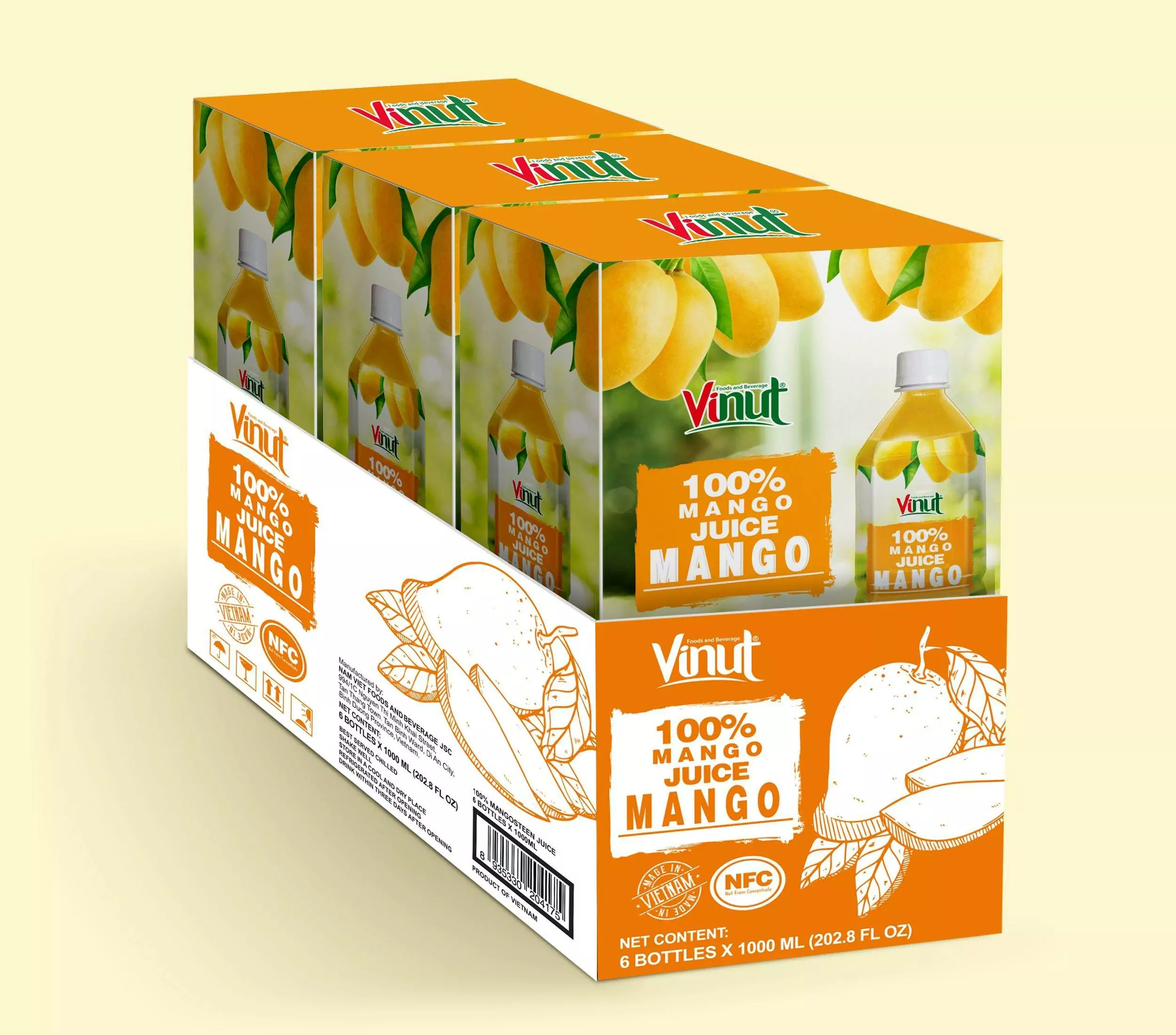 VINUT 100% Mango Juice 1000ml Bottle - Image 2