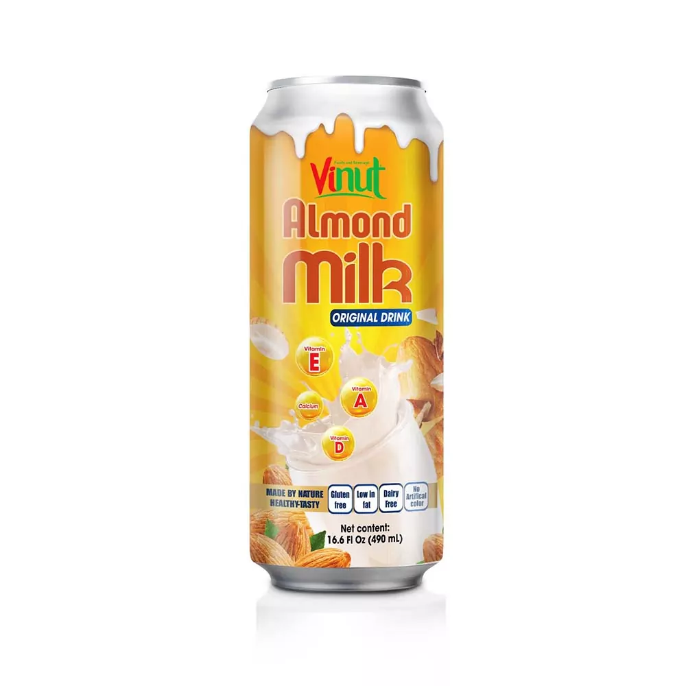 Box 4 Cans 16.6 fl oz Vinut Almond milk drink Gluten free Low fat Dairy free No Artificial Color can