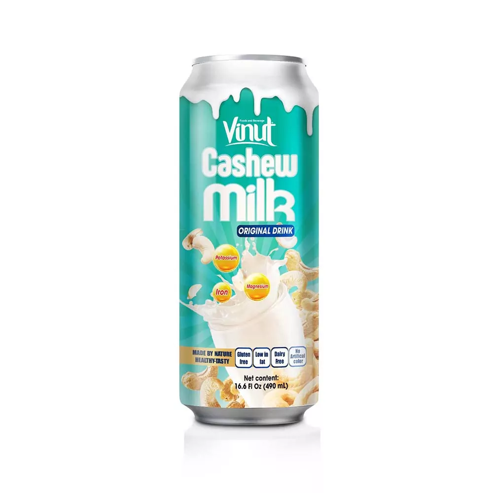 Box 4 Cans 16.6 fl oz Vinut Cashew milk drink Gluten free Low fat Dairy free No Artificial Color Can