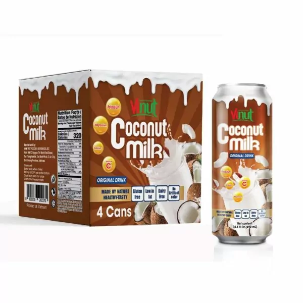 Box 4 Cans 16.6 fl oz Vinut Coconut milk drink (Gluten free, Low-fat, Dairy free, No Artificial Color)