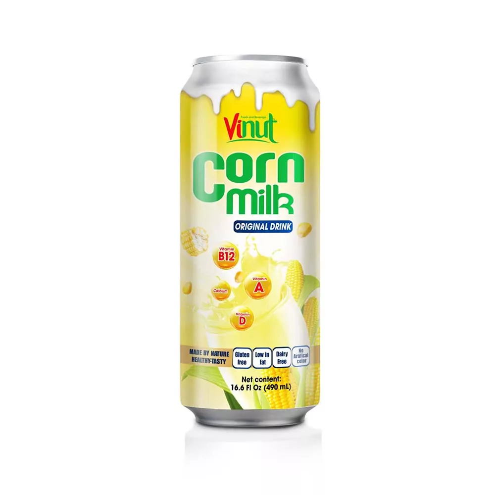 Box 4 Cans 16.6 fl oz Vinut Corn milk drink Gluten free Low fat Dairy free No Artificial Color cans