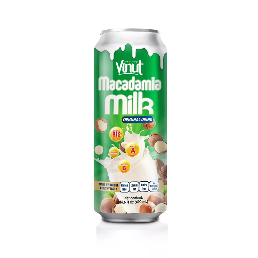 Box 4 Cans 16.6 fl oz Vinut Macadamia milk drink (Gluten free, Low-fat, Dairy free, No Artificial Color) - Image 2
