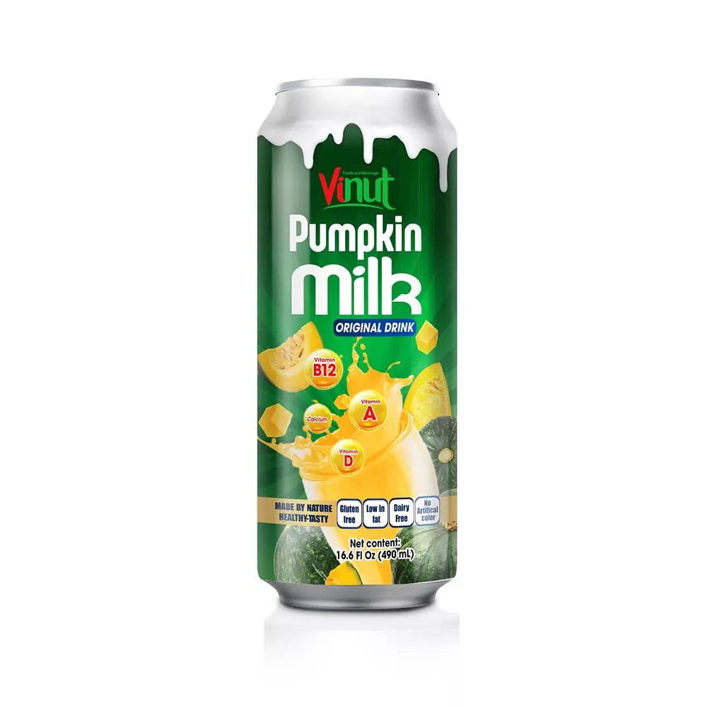 Box 4 Cans 16.6 fl oz Vinut Pumpkin milk drink Gluten free Low fat Dairy free No Artificial Color can