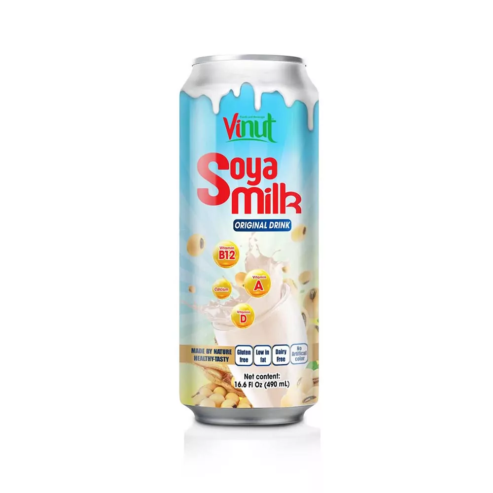 Box 4 Cans 16.6 fl oz Vinut Soya milk drink Gluten free Low fat Dairy free No Artificial Color Can