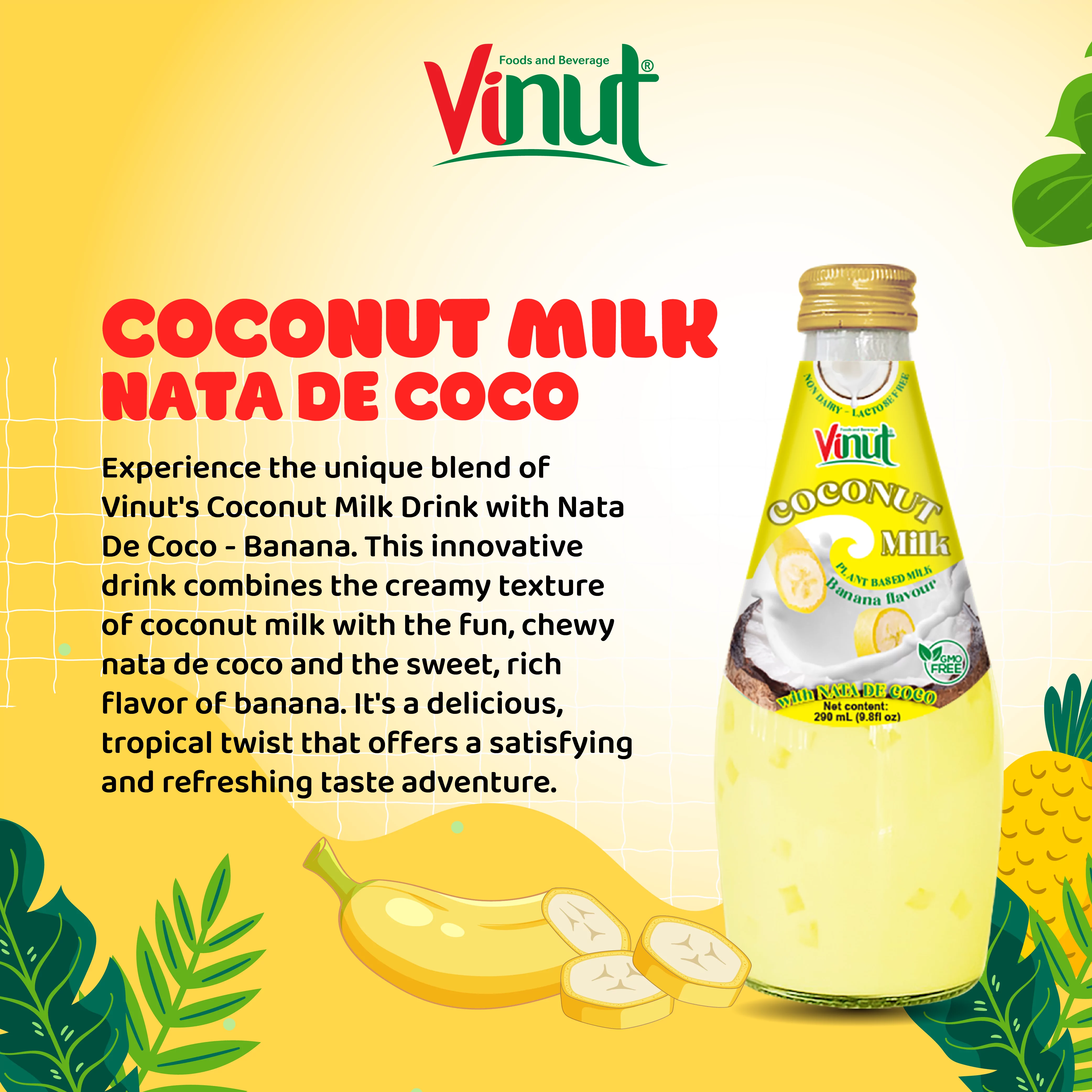 9.8 fl oz Vinut Bottle Coconut milk & banana with Nata de coco