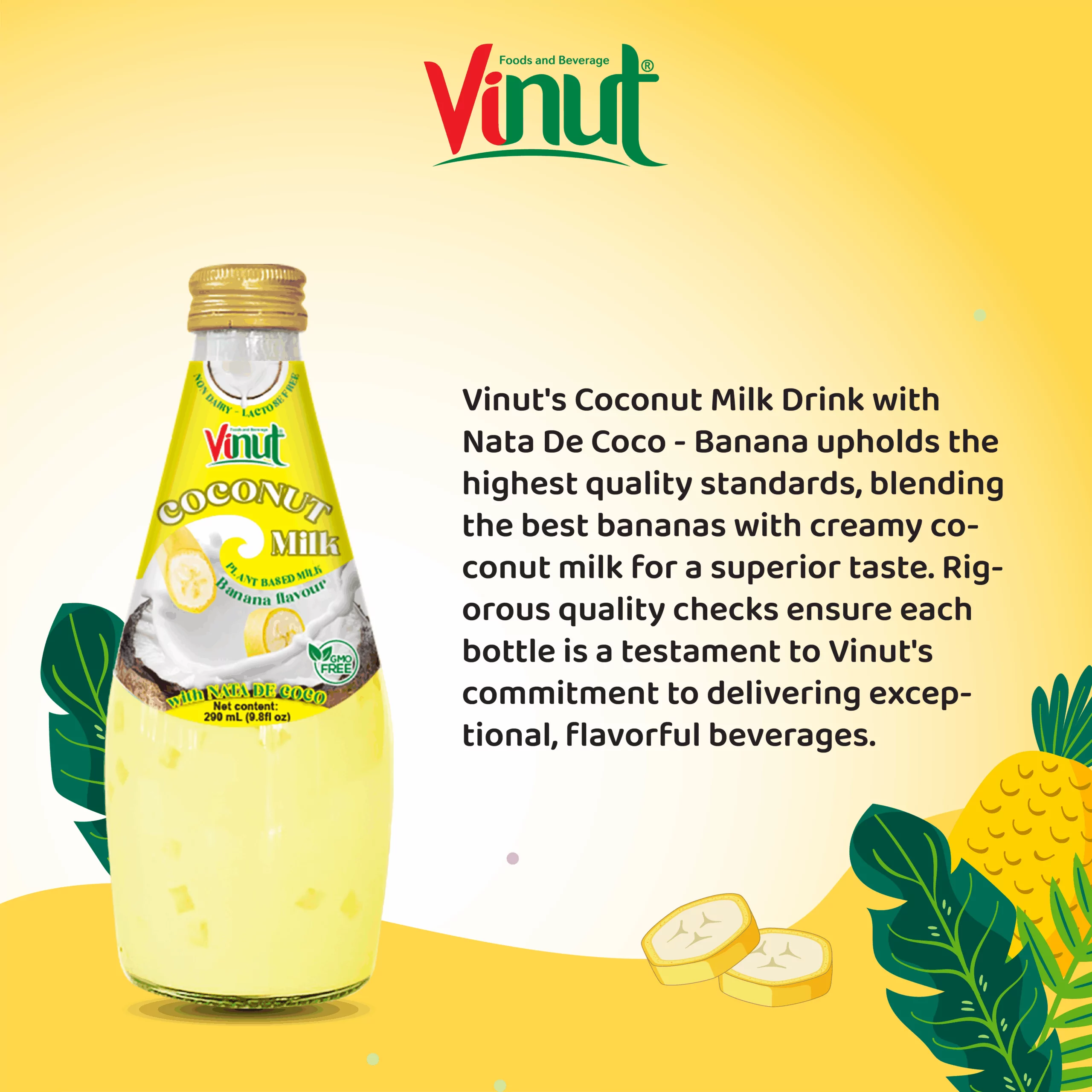 9.8 fl oz Vinut Bottle Coconut milk & banana with Nata de coco